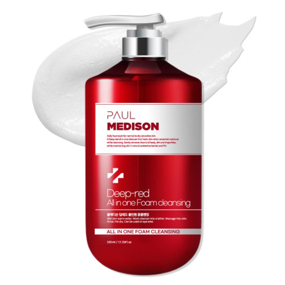 [Paul Medison] Deep-red All-in-one Foam Cleansing _ 510ml/ 17.2 Fl.oz, Body Wash and Makeup Remover, Deep Cleansing, Soothing Skin, All Skin Types _ Made in Korea